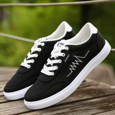 FT Fashion Kasual Sepatu Rendah untuk Membantu Pria Sepatu Kanvas Lightning Kets (hitam)-Intl