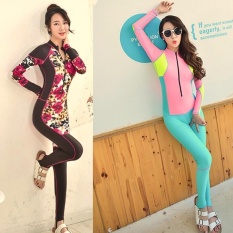 Full Wetsuit Menyelam Perapi Panjang Lengan Swimwear Full Body Swimwear untuk Wanita Memancing Pakaian Sport Swimsuits Snorkeling-Intl