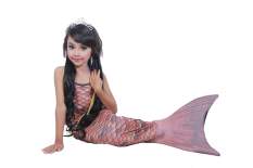 G-Leta Baju Renang Putri Duyung / Kostum Mermaid Tail Swimsuit Backless Top (Coral Brown)