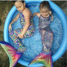 G-Leta Baju Renang Putri Duyung / Kostum Mermaid Tail Swimsuit Backless Top (Rainbow Scale)