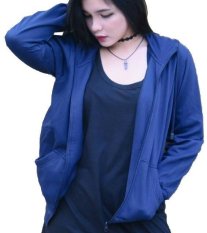 Gabrielle Jaket Hoodie Korean Style Cewek - Biru Navy