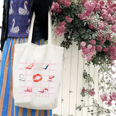 Gadis Mori Lipstik Cetak Ramah Lingkungan Tas Belanja Lebih Tebal Kanvas Tas (Putih)