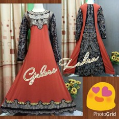 Galeri Zahra Abaya India Full Bordir / Gaun Pesta Jingga