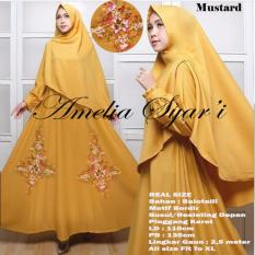Gamis Amelia Syari Balotelli Motif Bordir Mustard