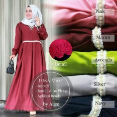 Gamis Baloteli Marun Aplikasi Renda - Gamis Syari Pesta