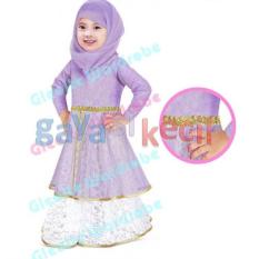Gamis Gaya Si Kecil Baju muslim anak cewek perempuan plus pasmina anak cewek perempuan Impor ungu purple gw247