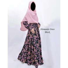 Gamis Katun Jepang ORI Motif ALAMANDA BLACK