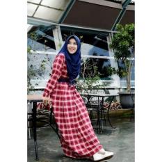 GAMIS KATUN PLANEL KOTAK BERAKSEN CANTIK- GAMIS NIBRAS NB 122