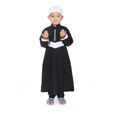 Gamis Koko Anak Laki Laki Cowok Variasi V - Putih Hitam