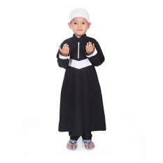 Gamis Koko Anak Laki Laki Stripe V - Putih Hitam