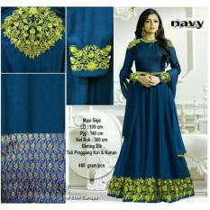 gamis maxi aplikasi bordir kombinasi songket india original