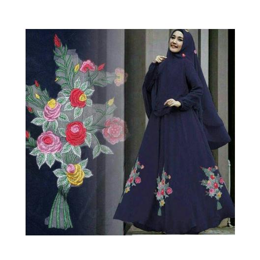 gamis maxi dres sheli syari navi fashion wanita baju busana muslim