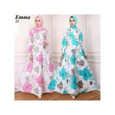 Gamis Maxi Dress Katun Motif Bunga Pink (Emma 23) Tanpa Pasmina