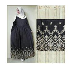 gamis maxi marlena katun denim pakaian wanita baju muslim