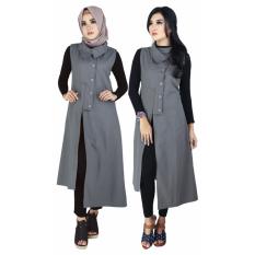 Gamis Pakaian Muslim Wanita Raindoz RKO 021 Abu Abu Katun