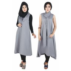 Gamis Pakaian Muslim Wanita Raindoz RRY 003 Abu Abu Katun