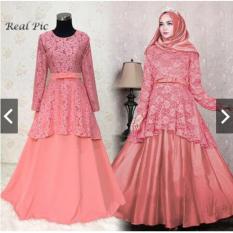 Gamis Pesta Brukat kombinasi Baloteli (Real Pic) - Baju Kondangan Muslimah Premium - Gamis Syari Pesta - Gaun Pesta Muslim - Kebaya Pesta Modern - Maxy Dress