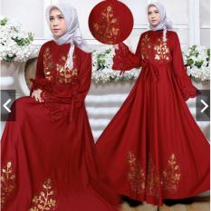 Gamis Pesta Motif Voil Gold Emas- Mewah Elegan - Baju Kondangan Muslimah - Gaun Pesta Lengan Panjang - Maxy Dress - Kebaya Pesta - Busui Friendly