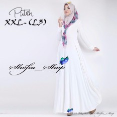 Gamis Polos Jersey Super Umbrella L3 Jumbo Gamis Syari Jersey Super Busui Size XXL - (Putih)
