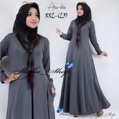 Gamis Polos Jersey Super Umbrella L3 Jumbo | Gamis Syari Jersey Super Busui Size XXL - (Abu-abu)