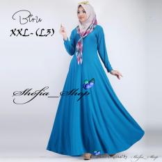 Gamis Polos Jersey Super Umbrella L3 Jumbo | Gamis Syari Jersey Super Busui Size XXL - (Biru)