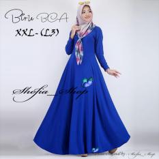 Gamis Polos Jersey Super Umbrella L3 Jumbo | Gamis Syari Jersey Super Busui Size XXL - (Biru BCA)