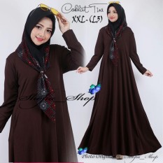 Gamis Polos Jersey Super Umbrella L3 Jumbo | Gamis Syari Jersey Super Busui Size XXL - (Coklat Tua)