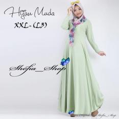 Gamis Polos Jersey Super Umbrella L3 Jumbo | Gamis Syari Jersey Super Busui Size XXL - (Hijau Muda)