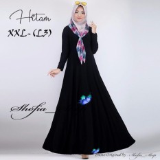 Gamis Polos Jersey Super Umbrella L3 Jumbo | Gamis Syari Jersey Super Busui Size XXL - (Hitam)