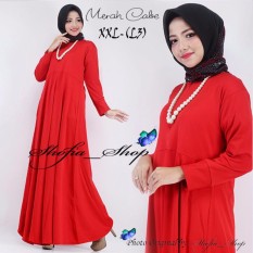 Gamis Polos Jersey Super Umbrella L3 Jumbo | Gamis Syari Jersey Super Busui Size XXL - (Merah Cabe)