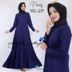 Gamis Polos Jersey Super Umbrella L3 Jumbo | Gamis Syari Jersey Super Busui Size XXL - (Navy)