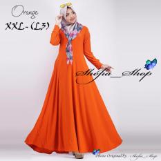 Gamis Polos Jersey Super Umbrella L3 Jumbo | Gamis Syari Jersey Super Busui Size XXL - (Orange)