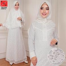 Gamis Putih Syari BROKAT- Gamis Haji Umrah