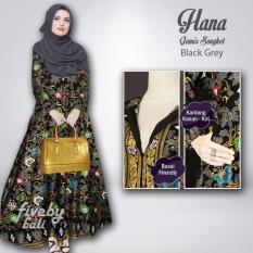 Gamis Songket Hana Busui Respan Dark Grey
