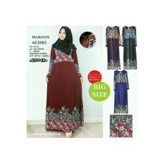 RATU SHOPPING AG5085 Gamis spandek korea motif jumbo xl / GAMIS MURAH / gamis casual / gamis motif / gamis muslim / baju muslim / baju wanita / Gamis jumbo/ Gamis Jersey / Gamis Pesta / Gamis elegant
