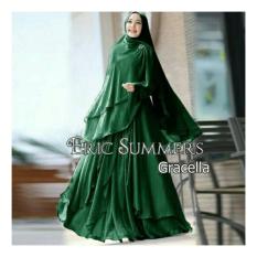 Baju/pakaian wanita muslim-murah-Gamis Syari Ceruty polos/gracella hijau botol By Nurul Collection