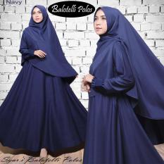 Gamis Syari Polos Balotelli HQ Navy + Set Kerudung