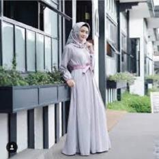 Gamis Syari Ramona Dress Baju Muslim Wanita - abu - abu