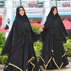 Gamis Syari Umroh Haji Hitam Elegan Baju Lebaran