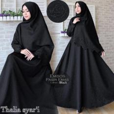 Gamis Thalia Syari Jaquard glitter + motif embos Hitam