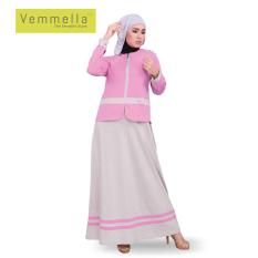 Gamis Vemmella Gemma 09 Pink Terang Qirani Baju Muslim Wanita - Katun klik
