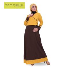 Gamis Vemmella Gemma 10 Kuning Qirani Baju Muslim Wanita - Katun klik