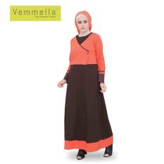 Gamis Vemmella Gemma 10 Orange Qirani Baju Muslim Wanita - Katun klik
