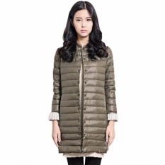 Gamiss Wanita Jaket Kilap Musim Dingin Jaket Bulu Angsa 90% Putih Bebek Mantel Bulu Angsa Panjang Di Atas Lutut Jaket Slim Lengan Panjang Tipis Single-Breasted Tombol Saku 4 warna Solid Pakaian Luar Wanita Mantel-Intl