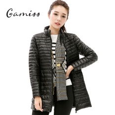 Gamiss Wanita Jaket Kilap Musim Dingin Jaket Bulu Angsa 90% Putih Bebek Mantel Bulu Angsa Panjang Di Atas Lutut Jaket Slim Lengan Panjang Tipis Single-Breasted Kantong Ritsleting 8 warna Solid Pakaian Luar Wanita Mantel-Intl