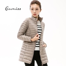 Gamiss Wanita Jaket Kilap Musim Dingin Jaket Bulu Angsa 90% Putih Bebek Mantel Bulu Angsa Panjang Di Atas Lutut Jaket Slim Lengan Panjang Tipis Single-Breasted Kantong Ritsleting 8 warna Solid Pakaian Luar Wanita Mantel-Intl
