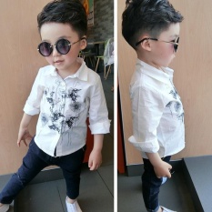 Gargon D Boys Cotton Kemeja Putih Childrens Pakaian Anak-anak Bayi Springand Gaun Musim Gugur Kemeja Lengan Panjang Gaya Korea Kecil Boy Shirt3-8 Tahun-Intl