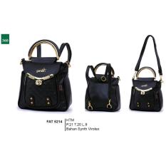 Garsel Fashion Fat 5214 Tas Ransel Bisa Selempang Wanita-Synth Virotex-Modis(Hitam)