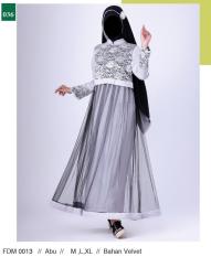 Garsel Fashion Fdm 0013 Gamis Panjang Muslimah Wanita-Velvet-Bagus(Abu)