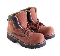 Garsel L151 Sepatu Safety Boots Pria - Kulit Buck - Bagus (Coklat)